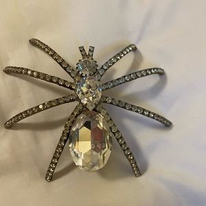 Vintage crystal and silver brooch